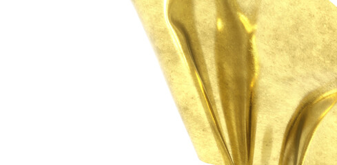 Flying gold cloth isolated on white background 3D render
