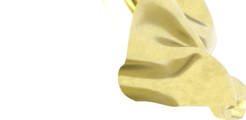 Flying gold cloth isolated on white background 3D render