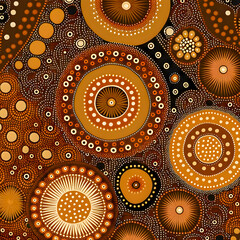 Aboriginal dot art, textile pattern print, earthy colors