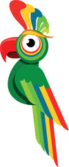 Colorful parrot icon. Cartoon tropical jungle bird