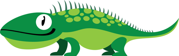 Funny iguana. Green reptile animal. Cartoon icon