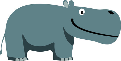 Hippo cartoon icon. Safari happy animal smiling