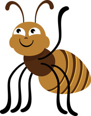 Ant greeting. Friendly bug icon. Cartoon animal
