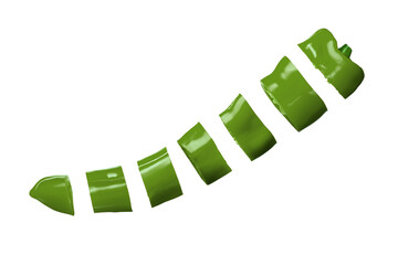 Fresh green capsicum sweet pepper isolated. Cut into small pieces. In the form of a pepper. Flying.