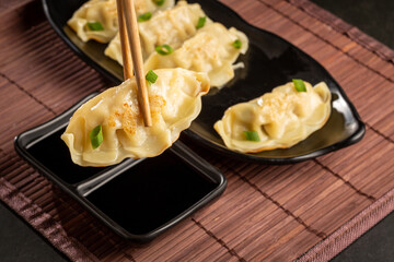 Gyoza or Jiaozi Traditional Chinese and Japanese food.