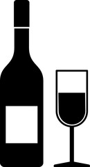 Wine icon. Drink glass and alcohol beverage bottle