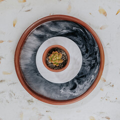 decorative clay plates with aesthetic tones, product photography