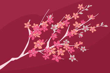 Set of Cherry Blosssom or Sakura Handdrawing Backgrounds