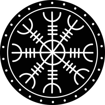 Aegishjalmur viking of awe runes pendant vector	
