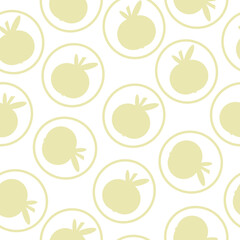 Fruit seamless pattern with yellow apple icons in a circle on a light background in vector. For design on apple products