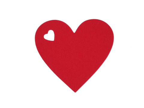 Romantic red paper heart with small heart isolated for valentine or love letter png file