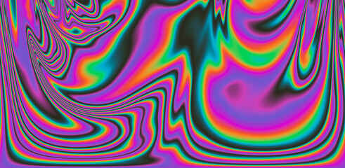 Fototapeta na wymiar Abstract trippy background with ebru marbling texture in acid vivid colors.