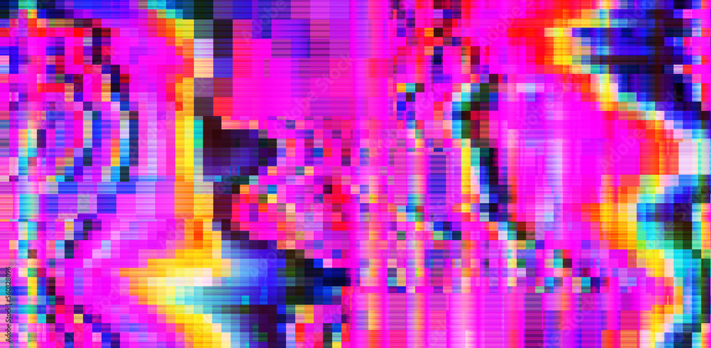 Leinwandbilder abstract retrowave background with digital pixel noise glitch artifacts like in old video vhs tape.