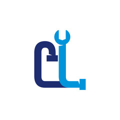 Letters CL Pipe and Wrench Logo Design 001
