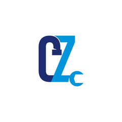 Letters CZ Pipe and Wrench Logo Design 001
