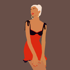 Girl in a red dress and ruffles