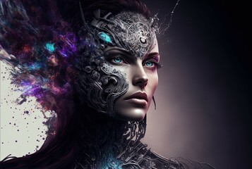 Woman Soul in AI. Generative AI, non-existent person. 
