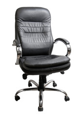 director's office chair with chrome handles, black, on an isolated white background