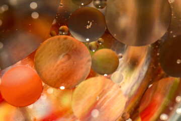 Bubbles of oil in the water. Balloons, eyes, balls, colors.
Abstraction - Cosmos - Planets. - obrazy, fototapety, plakaty