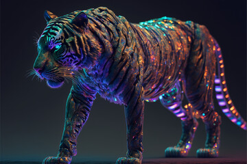 Fototapeta na wymiar Iridescent Glowing Tiger - Generative AI