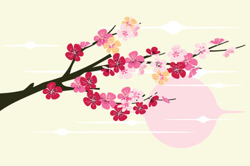 Set of Cherry Blosssom or Sakura Handdrawing Backgrounds