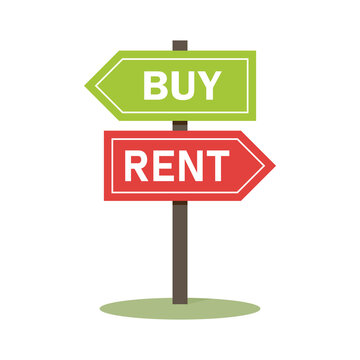 Vector cartoon buy or rent signboard icon. Sign illustration pictogram