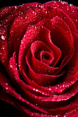 Abstraction Floral macro background. Close-up water drops on one single red rose flower. beauty, flowers, blossom