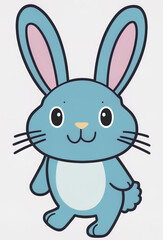 Cute simple drawing of a rabbit. Cute bunny cartoon. Illustration, vector-style, isolated, generated ai