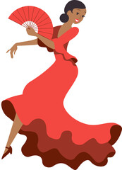 Flamenco dancer. Woman dancing flamenco in Spanish traditional dress. - 560832052