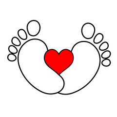 Baby feet icon vector. Love illustration sign. Newborn symbol or logo.