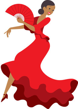 Woman dancing flamenco in Spanish traditional dress