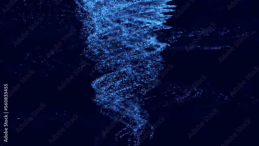 Aufkleber digital tornado blue wave with dots on the dark background. the futuristic abstract structure. big d