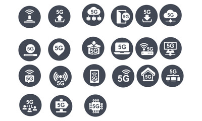 5G network icons set vector design 