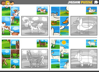 jigsaw puzzle activity set with cartoon animals
