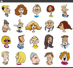 cartoon people characters faces expressions set