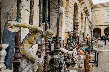 The village of antique dealers, a sort of flea market located in an old palace in Lectoure, in the South of France (Gers)