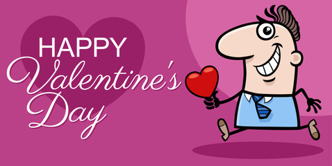 Valentines Day design with cartoon guy with heart
