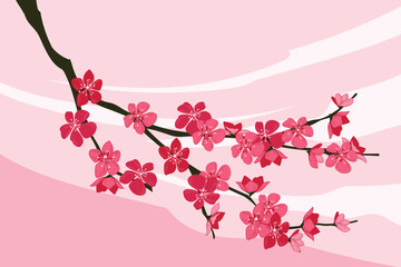 Set of Cherry Blosssom or Sakura Handdrawing Backgrounds