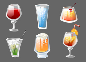 Set of alcoholic drinks, vector illustration