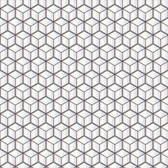 Fototapeta premium Seamless geometric pattern from pearl white cubes. Endless perl white cube background, cube pattern. Abstract design. Optical illusions, isometric cubes vector