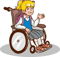 student in wheelchair talking cartoon vector