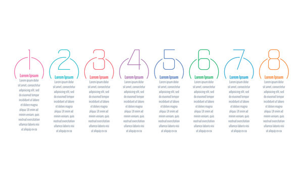 Numerical Infographic Template. Eight Options Infographic Template. Internet, Education, Web, Annual Report, Magazine Infographic Template