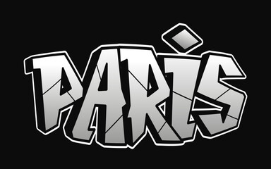 Paris word graffiti style letters.Vector hand drawn doodle cartoon logo illustration.Funny cool Paris letters, fashion, graffiti style print for t-shirt, poster concept