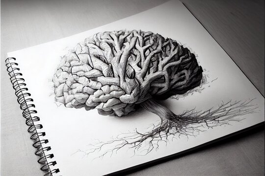 Premium Photo | Brain Activity Illustrated Hand Drawn Pencil Sketch AI