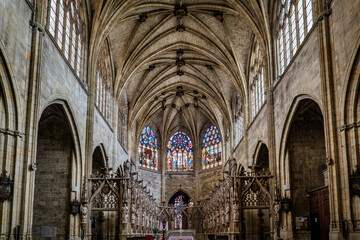 Interior of the gothic cathedral of Condom in the south of France (Gers)