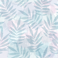 Leaves Pattern. Watercolor Palm leaves seamless vector background, jungle print textured
