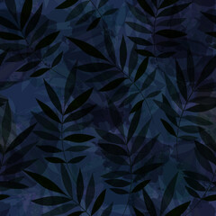 Leaves Pattern. Watercolor leaves seamless vector background, jungle print textured