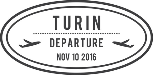 Border pass mark. Country departure oval stamp