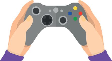 Hands hold gamepad. Video game controller icon