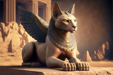 egyptian sphinx cat - obrazy, fototapety, plakaty